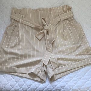 Cream/ White Striped shorts